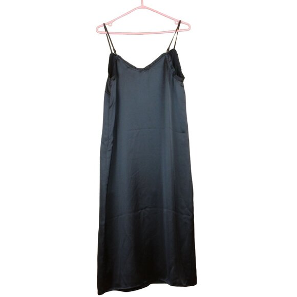 NWT Maison Cinqcent Maxi Slip Dress Black Satin Medium 500 House NYE Formal D173 - Picture 1 of 12
